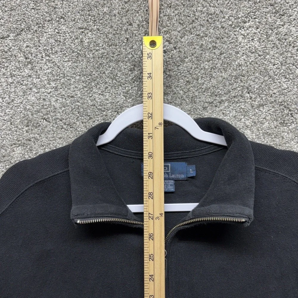 Vintage Y2K Polo Ralph Lauren Black 1/4 Zip Large Fleece Pullover USA 90s Preppy